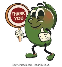 manggo retro vektor illustration mascot character say thank you, work of hand drawn