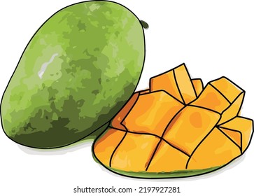 Manggo Sweet Fruit. Vector Illustration