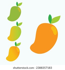 manggo vector. Fresh Mango tropical fruit with green leaf and slices vector illustration