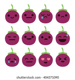 Mangiest Cartoon Character with Different Expressions. Isolated Vector. Illustration