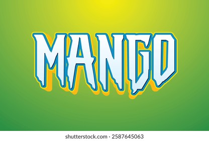 Mango 3d editable text effect. Typography template for food and beverage product