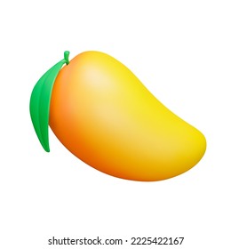 Mango 3d icon. Sweet fruit. Isolated object on transparent background