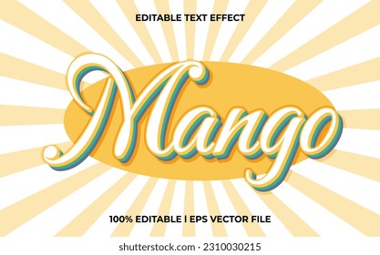 Efecto de texto Mango 3d y texto editable, estilo 3d de plantilla para usar el título fresco