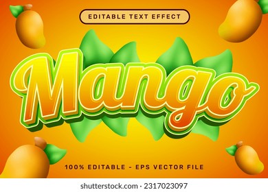 efecto de texto mango 3d y efecto de texto editable con ilustraciones de uva y hoja