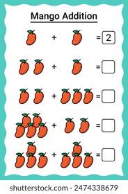 Mango Addition Worksheet for Kids