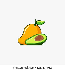 Mango and Avocado Vector. Fruit Background