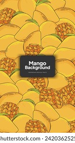 Mango background illustration, tropical fruit design background for social media post