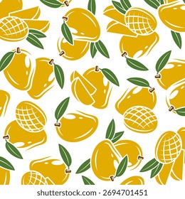 Mango background, pattern set. Collection icons mango. Vector 