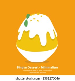 Mango bingsu or kakigori korean dessert - Minimalism illustration vector