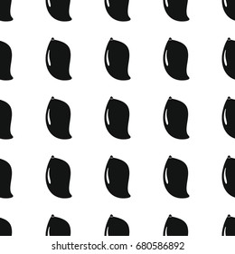 Mango black simple silhouette vector seamless pattern. Black fruit stylish texture. Repeating mango fruit seamless pattern background
