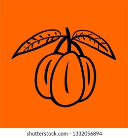 Mango black and white vector illustration fo children