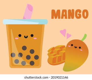 Mango Bubble Tea Graphic for cafes and restaurants to use on their products such as websites, posters, menus, business cards, and other printed products.