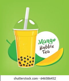 Mango Bubble Tea Vector