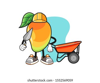 Mango builder cartoon. Mascot Character vector.