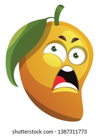 Caricatura de mango de ilustración de cara enojada vector de fondo blanco