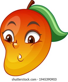 Mango cartoon character with facial expression illustration