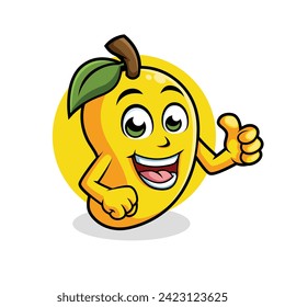 Personaje de caricatura de mango que aumenta el tono de la imagen de mascota feliz, vectorial Clipart