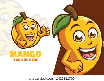 Carácter de caricatura de mango Logo de mascota Thumbup ilustración del vector