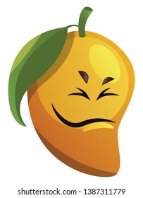 Mango cartoon face not feeling good illustration vector on white background