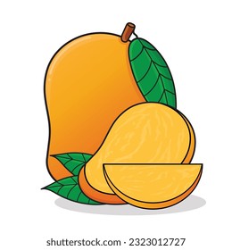 Mango. Mango cartoon icon vector design illustration wallpaper.lemon with leaf. slices mango. sweet mangos.  mangga manis cartoon