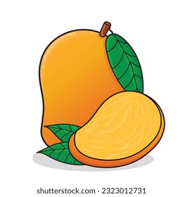 Mango. Mango cartoon icon vector design illustration wallpaper.lemon with leaf. slices mango. sweet mangos.  mangga manis cartoon