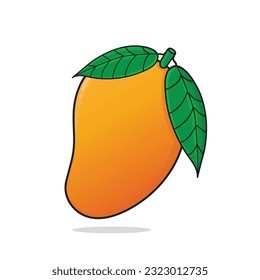 Mango. Mango Cartoon Symbol Vektordesign Illustration Wallpaper.lemon mit Blatt. Scheiben Mango. süße Mangos.  Mangga-Manis-Cartoon