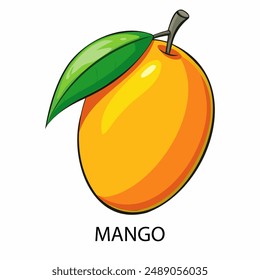 Mango en estilo de dibujos animados sobre un fondo blanco. Ilustración vectorial.