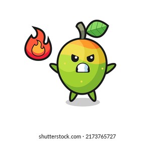 caricatura de personajes de mango con gesto enojado , diseño de estilo lindo para camiseta, pegatina, elemento logo