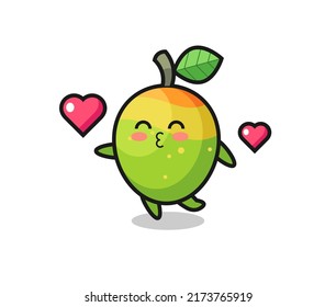 mango character cartoon with kissing gesture , cute style design for t shirt, sticker, logo element