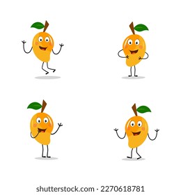 Mango character design. Kawaii mango characters vector illustration of cute cartoon, use them as stickers, patterns, t-shirt designs,fruit logo, all printed media, cartoons, etc