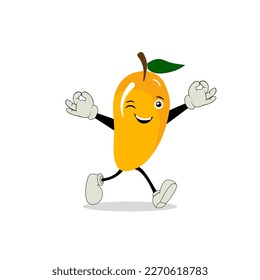 Mango character design. Kawaii mango characters vector illustration of cute cartoon, use them as stickers, patterns, t-shirt designs,fruit logo, all printed media, cartoons, etc