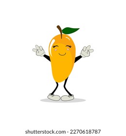 Mango character design. Kawaii mango characters vector illustration of cute cartoon, use them as stickers, patterns, t-shirt designs,fruit logo, all printed media, cartoons, etc