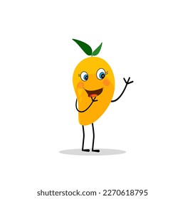 Mango character design. Kawaii mango characters vector illustration of cute cartoon, use them as stickers, patterns, t-shirt designs,fruit logo, all printed media, cartoons, etc