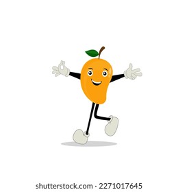 Mango character design. Kawaii mango characters vector illustration of cute cartoon, use them as stickers, patterns, t-shirt designs,fruit logo, all printed media, cartoons, etc