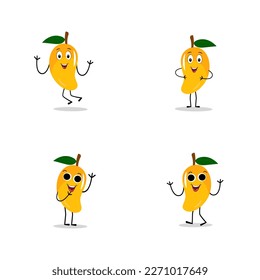 Mango character design. Kawaii mango characters vector illustration of cute cartoon, use them as stickers, patterns, t-shirt designs,fruit logo, all printed media, cartoons, etc