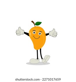 Mango character design. Kawaii mango characters vector illustration of cute cartoon, use them as stickers, patterns, t-shirt designs,fruit logo, all printed media, cartoons, etc