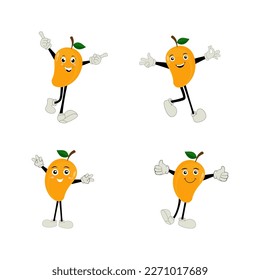 Mango character design. Kawaii mango characters vector illustration of cute cartoon, use them as stickers, patterns, t-shirt designs,fruit logo, all printed media, cartoons, etc