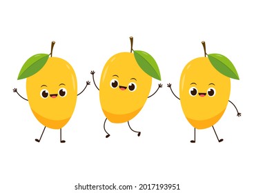 Mango character design. Mango vector on white background. Thailand dessert.