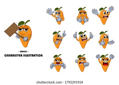 mango character illustration can be use by mango fruit distributor fruit seller juice seller or place to eat that provides dessert for the purpose off mascot illustration and advertise products