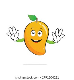 The mango character smiles on the white background - vector
