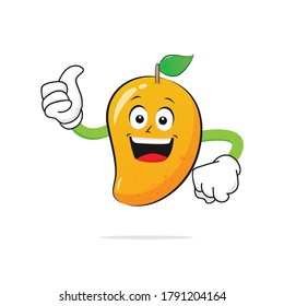 The mango character smiles raising a thumb on a white background -vector