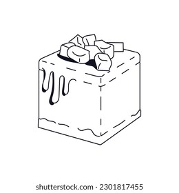 mango cheesecake. flat illustration in cartoon style.
