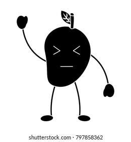 mango closed eyes fruit kawaii icon image 