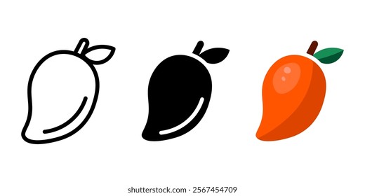 Mango color icon. Ripe mango fruit symbol. Exotic and tropical fruit illustration. Summer pictogram.