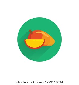 mango colorful flat icon with long shadow. mango fruit flat icon