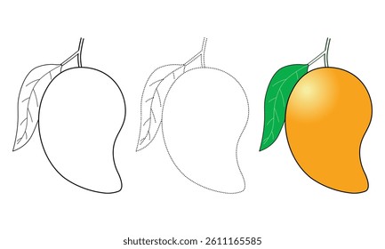 Mango Coloring Book for kids, Hand Drawn Coloring Page for Kids