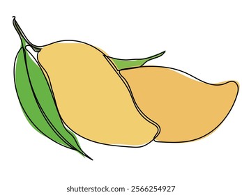 Mango in a continuous line drawing that can be edited later.