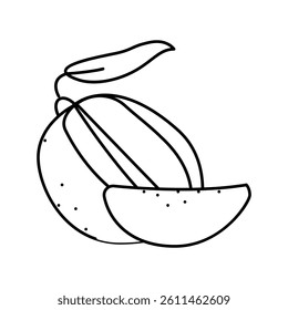 mango cut slice leaf line icon vector. mango cut slice leaf sign. isolated contour symbol black illustration