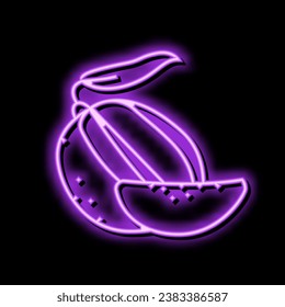 mango cut slice leaf neon light sign vector. mango cut slice leaf illustration