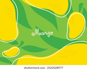 Dibujo de mango, dibujo a mano de fruta, ilustración vectorial.